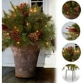 thumbnail image 6 of Lighted Christmas Planter Filler, Pre-lit Artificial Outdoor Decor with 60 LED Lights, Faux Pine Red Berries and Tripod Stake for Holiday Urns, Porch and Home Decor, 6 of 9