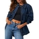 thumbnail image 2 of Chaqueta Vaquera de Mujer Oversize Estilo Boyfriend con Botones, Larga y Abertura Lateral. Chaqueta Vaquera Zimbaplatinum. Azul L, 2 of 9