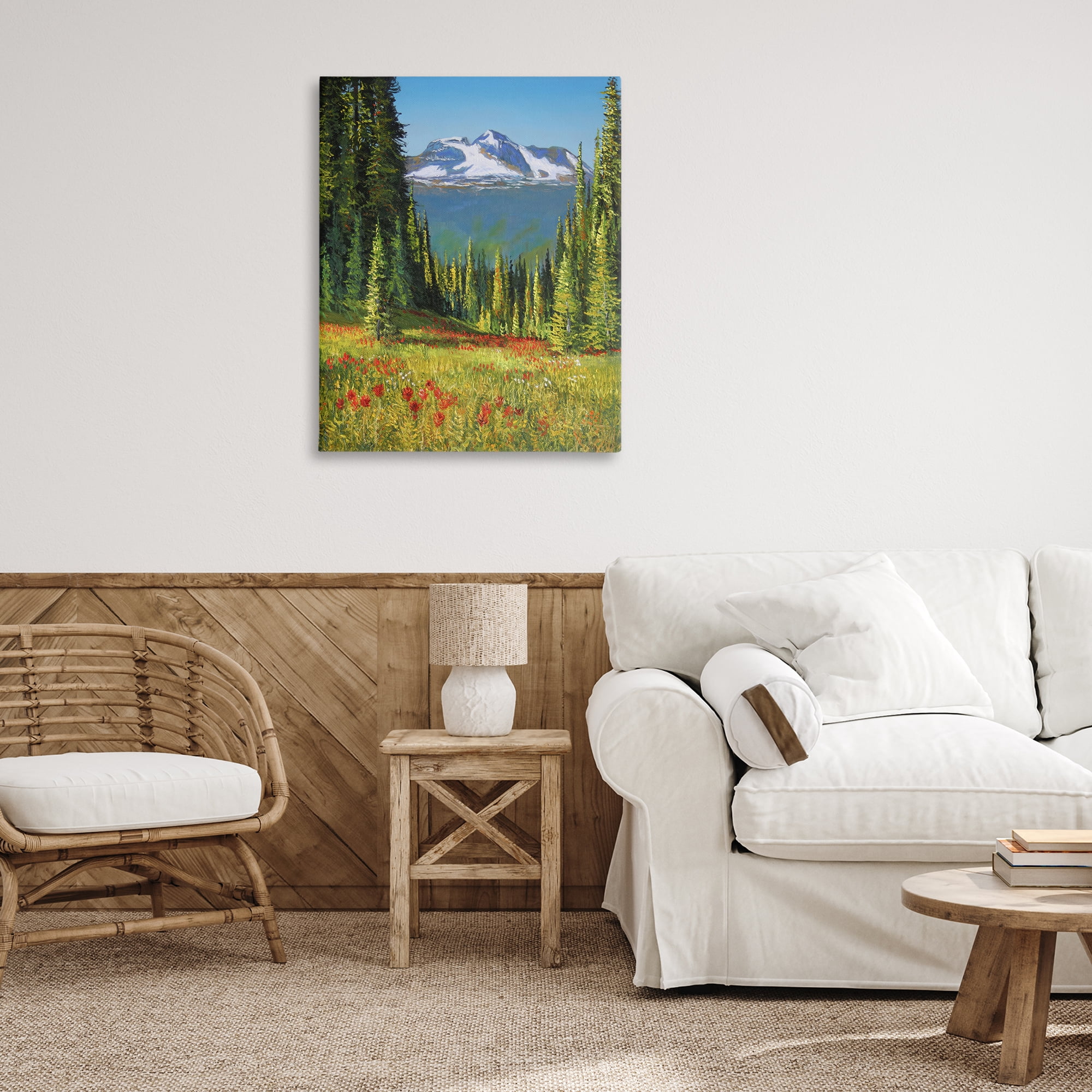 Stupell Industries Alpine Valley Meadow Landscape & Nature Painting Wrapped Canvas Art Print Wall Art, 30 x 40