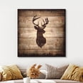 thumbnail image 3 of wall26 - Square Canvas Wall Art - Deer with Antler Silhouette on Rustic Wood Board Texture Background - Giclee Print Gallery Wrap Modern Home Art Ready to Hang - 16x16 inches, 3 of 5