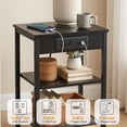 thumbnail image 4 of Sweetcrispy 3-Tier Side Table, Set of 2, with USB & AC Charging Station, Adjustable Shelves, Multi-Use for Living Room & Bedroom, Black, 4 of 8