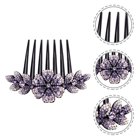 ifundom 2 Pieces Wedding Flower Hair Comb with Crystal, Elegant Hair Bun Accessory for Brides and Special Occasions