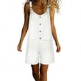thumbnail image 2 of Ailaofu Womens Adjustable Strap Denim Overalls Shorts Button Front Casual Loose Fit Romper Shorts with Pockets, 2 of 6