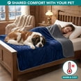 thumbnail image 4 of PetAmi Premium Waterproof Dog Blanket for Large Dogs, Reversible Sherpa & Flannel Fleece, Leakproof Pet Throw for Couch Protection, Soft Plush Furniture Protector for Cats, Washable, 60x80 Navy/Grey, 4 of 8