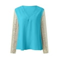 thumbnail image 3 of Shirts for Women Sequins Tops for Women Blue Long Sleeve Sparkly Outfits for Women Shiny Tops Party Top Womens Dressy Holiday Tops, 3 of 4