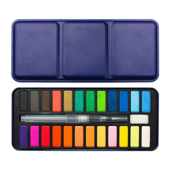 EGNMCR 24 Color Solid Watercolor Paint Suit Iron Box Art Supplies Portable Hand Drawn Children's Painting Paint Powder watercolor paints