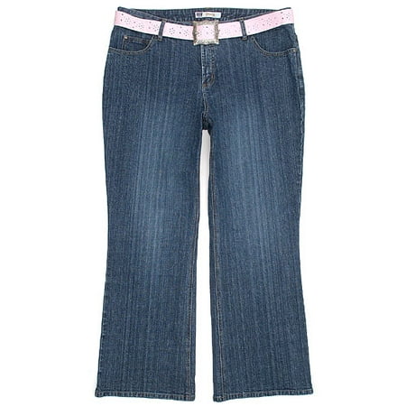 Faded Glory - Women's Plus Pink Belted Wide Leg Jean