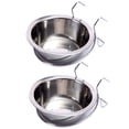 thumbnail image 1 of Cuenco colgante para mascotas, cuenco para jaula para perros, paquete de 2 cuencos de agua de acero inoxidable para perros y gatos en jaula, 1 of 5
