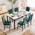 thumbnail image 3 of Recaceik Durable and Sturdy Construction 7 Piece Modern MDF & Marble Dining Table Set, Green, 3 of 10