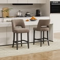 thumbnail image 3 of Vknow Furniture Mid-Century Counter Height Bar Stools Set of 2 with Solid Wood Legs and Ergonomic Backrest for Kitchen Island and Dining Room,Brown, 3 of 9