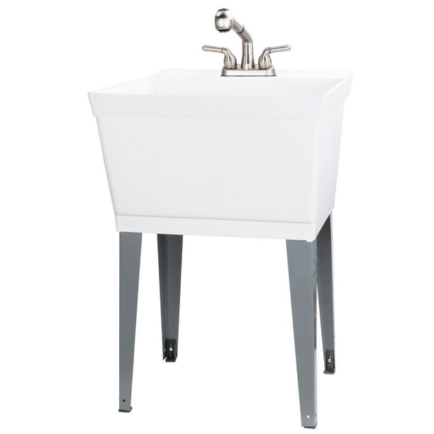 19 Gallon White Laundry Tub With Pull, Utility Sink Garage Journal