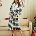thumbnail image 4 of WEAIXIMIUNG Robes for Women Fuzzy Hearts Womens Elegant Casual Home Flannel Printed Cardigan Nightgown Home Wear Gray XXL, 4 of 8