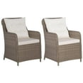 thumbnail image 1 of vidaXL Chaises d'Extérieur avec Coussins 2 Pcs Rotin Synthétique Brun, 1 of 5