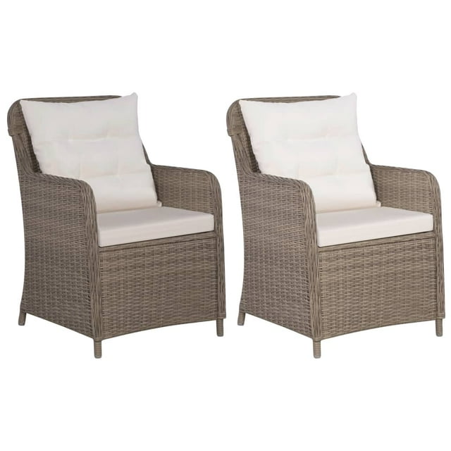 vidaXL Chaises d'Extérieur avec Coussins 2 Pcs Rotin Synthétique Brun