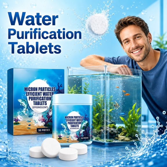 Water Purification Tablets, Emergency Water Purification for Drinking, Portable Water for Camping Backpacking, Survival Gear for Emergency Prep, 50 Count Micron-Level Efficient