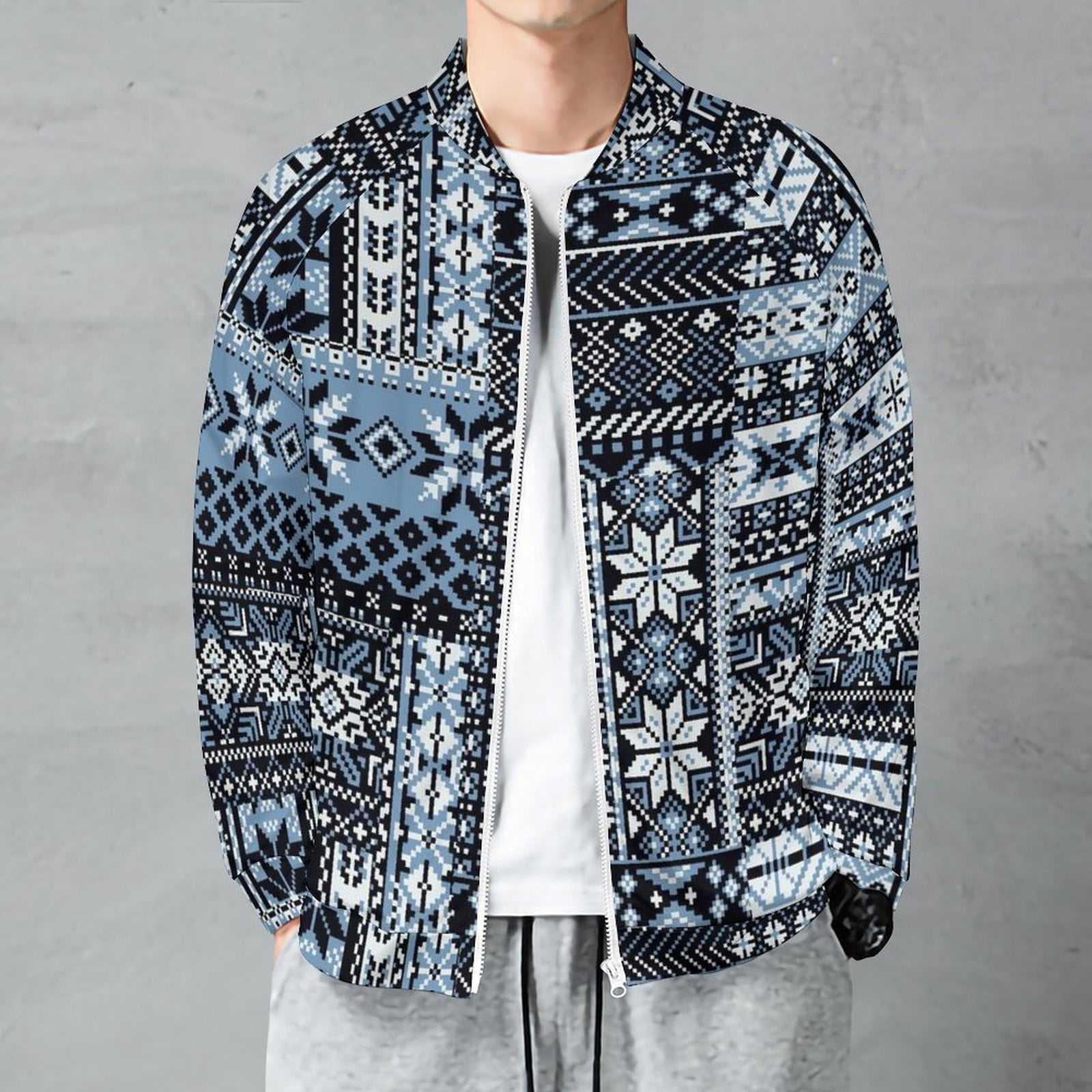 Lightweight Jacket for Men - Snowflake Vintage Pattern Lightweight Jacket for Men - Snowflake Vintage Pattern