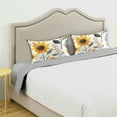thumbnail image 3 of Yayeee Pillowcase King Size Set of 2 Satin Wrinkle Resistant Pillow Case, White Watercolor Sunflowers, 3 of 8