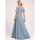 thumbnail image 2 of Vestido de dama de honor Deamify Simple, talla grande, gasa, azul aguamarina, 2 of 7