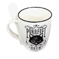 thumbnail image 5 of Wicca Sacred Pentacle Cat Purrfect Love Brew Porcelain Mug With Spoon Set 13oz, 5 of 10
