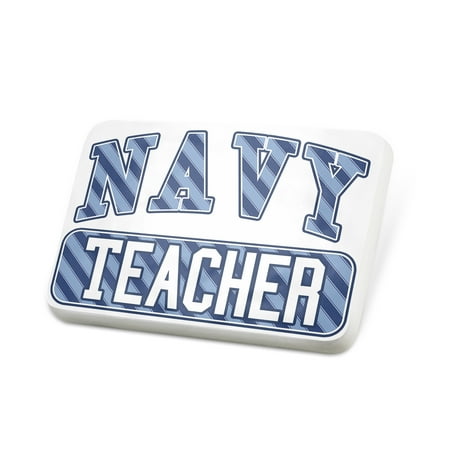 Porcelein Pin NAVY Teacher, Blue stripes Lapel Badge – NEONBLOND