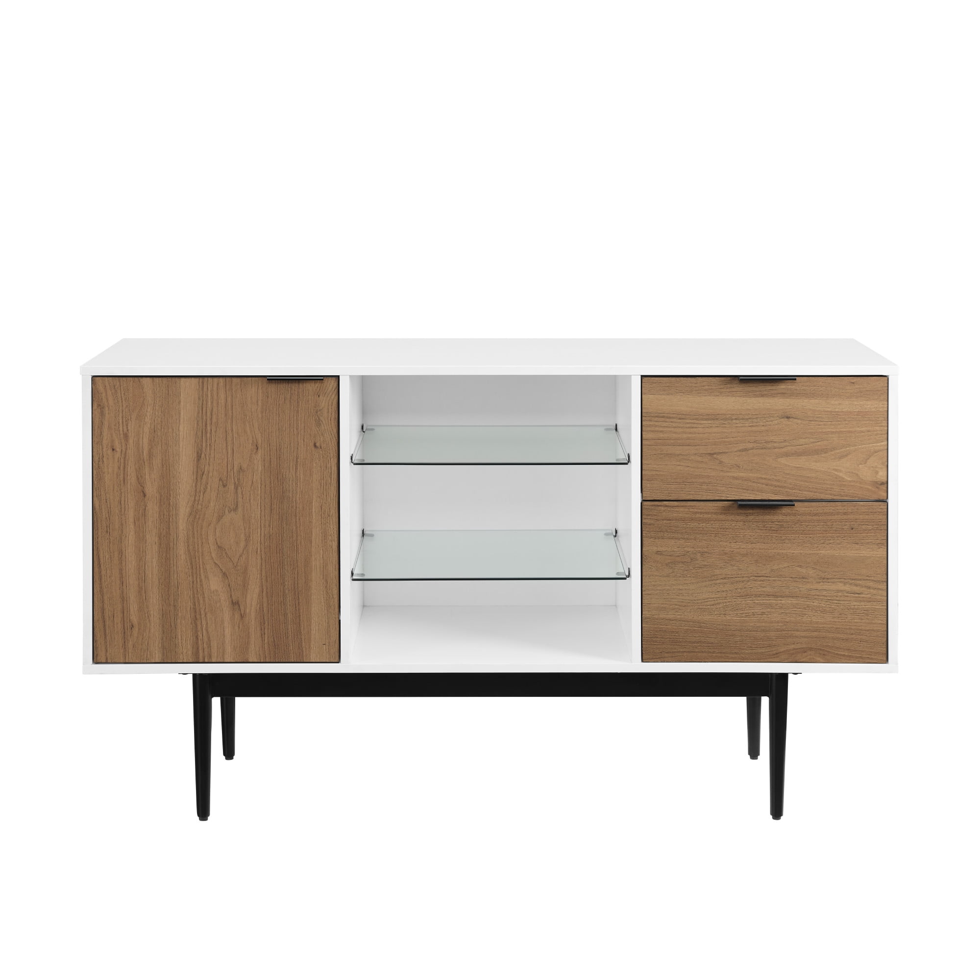 Desert Fields Blakely Mid Century Modern 2-Drawer Sideboard, White/English Oak