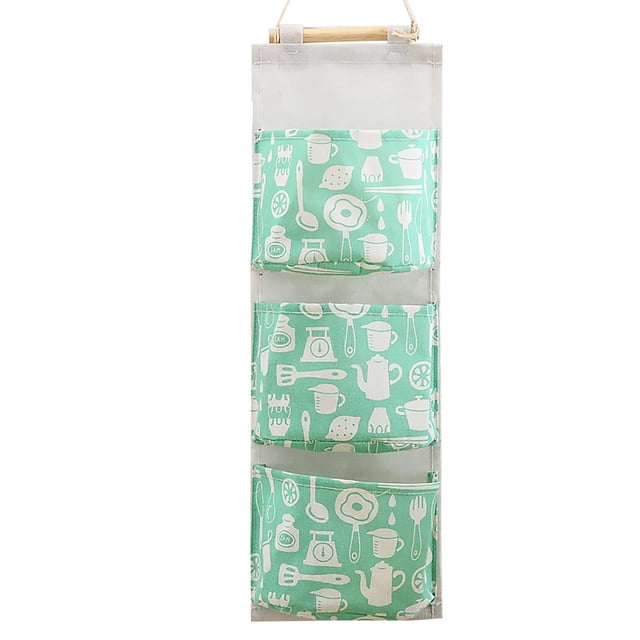 Wosthever Bolsa para colgar en la pared, organizador de artículos diversos para sala de estar, cocina, dormitorio, juguete, bolsa de bolsillo Almacenamiento y organización del hogar Vajilla verde