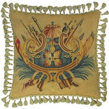 Throw Pillow Aubusson Weapons 24x24 Rust New Hand Woven Cw 281