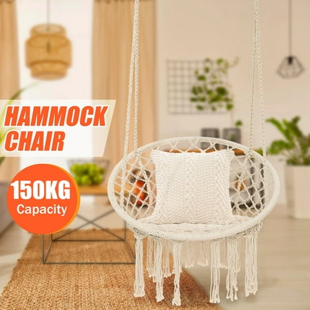 Wooden Patio Chairs Plans Hanging Hammock Chair Seat Mesh Woven Rope Macrame Wooden Bar Chair Swing Outdoor Home Garden Patio + Install Tool Home Decor Christmas Gift ()