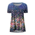 thumbnail image 3 of women's tunics, Long Tunics for Women to Wear with Leggings Round Neck Short Sleeve Flowy Shirts Plus Size Graphic Print Tops women's t-shirts, 3 of 6