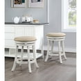 thumbnail image 5 of Backless Round Swivel Stool in Beige Fabric in White-Wash Finish 2 Pack, 5 of 8