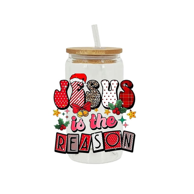 Christmas Heat Transfer Cup With Crystal Pattern