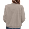thumbnail image 6 of IUYRTFE Women's Stand Collar Snap Button Bomber Jacket Long Sleeve Casual Winter Coat with Pockets, 6 of 6