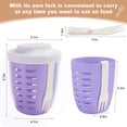 thumbnail image 3 of melotizhi Portable Picnic Party Fruit Salad Storage Cup With Lids And Fork 20 Oz Fruit Storage Containers For Fridge With Removable Colander Leak Proof Keep Fruits Berry Salad Fresh Longer, Purple, 3 of 7