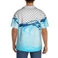 thumbnail image 3 of Rateoe Crystal Clear Water Splash Pattern Men's Short Sleeve Classic Shirt, Casual Short-Sleeved Shirt, Lightweight Summer Shirt, Cuban Collar Shirt,Button-Front Shirt-3X-Large, 3 of 5