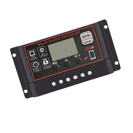 

30A 12V 24V Solar Cell Panel Controller Auto LCD Dual USB Solar Charge Battery PV Regulator (Black)