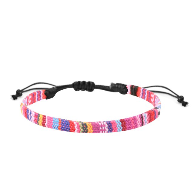 Tobillera de color retro tejida a mano, pulsera ajustable, cadena de playa unisex