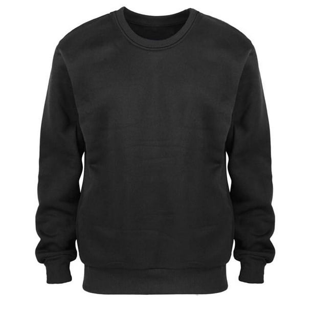 Men Fleece Crew Neck Sweatshirt, Black - Medium - Case of 24
