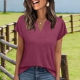 thumbnail image 4 of Turilly Trendy Solid V Neck T-Shirt for Women Women's Relaxed Fit Short Sleeve Soft Fabric Casual Daily Top, 4 of 6