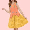 thumbnail image 2 of Piuwrlz Summer Dresses for Girls Casual Play Dresses Crew Neck Pleated Skirts Orange Size 5 Years, 2 of 8