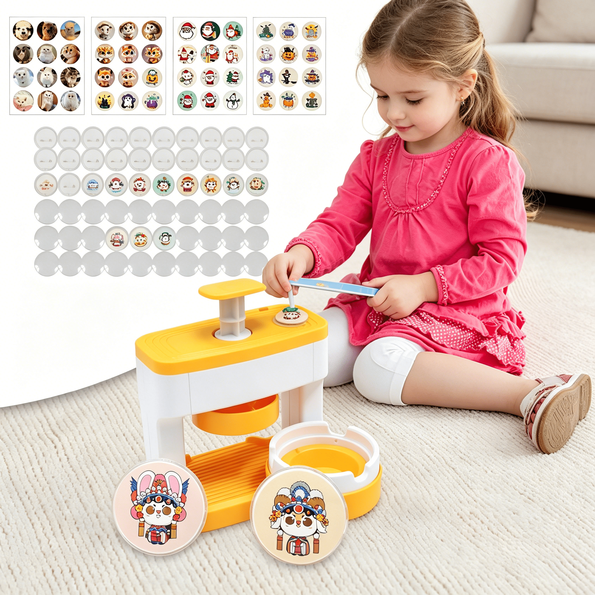 EXLEAF 2026 New Button Badge Machine,Diy Badge Button Maker Press Machine,Diy Push Pull Button Making Machine Portable,Blank Button Pins Badge Making Clips Arts Crafts,Badge Button Makers