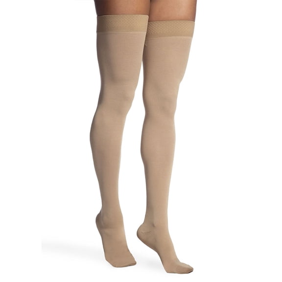 Sigvaris Essential 862 Opaque Closed ToeThigh Highs w/Grip Band - 20-30 mmHg Short Black XS