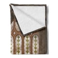 thumbnail image 2 of Gothic Soft Flannel Fleece Throw Blanket, Room for Study in the Medieval Library Cat Sleeping on Window Antique Mansion Print, Cozy Plush for Indoor and Outdoor Use, 60" x 80", Taupe, by Ambesonne, 2 of 5