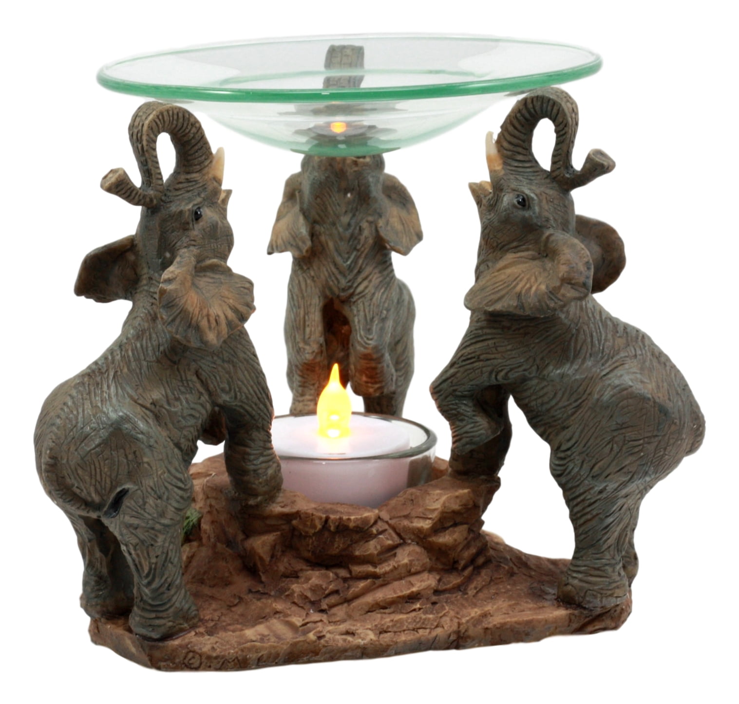 Ebros Trio Elephants Oil Warmer Statue Wax Tart Burner Aroma Diffuser