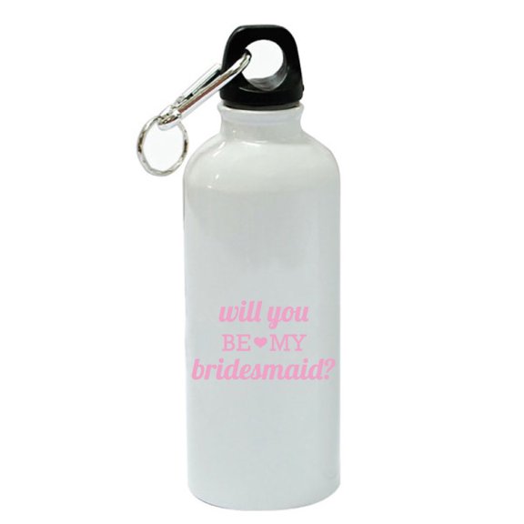 Will You Be My Bridesmaid Heart White Aluminum Sports 20 oz Water Bottle