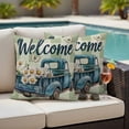 thumbnail image 4 of Blue Truck Spring Floral Outdoor Waterproof Pillow Covers, Sage Green Plaid Butterflies Decorative Square Throw Pillowcase Sofa Cushion Sham for Patio/Couch/Chair, 16"x16" 2 Pack, 4 of 8