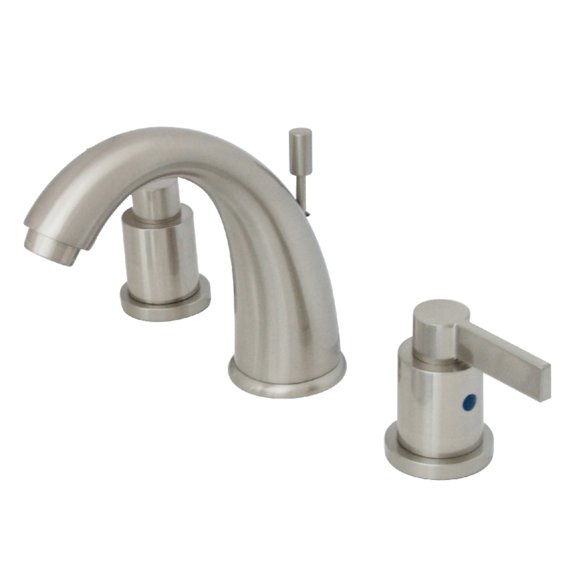 Kingston Brass KB8988NDL NuvoFusion Two-Handle 3-Hole Deck Mount Widespread Bathroom Faucet with Pop-Up Drain in Brushed Nickel