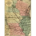 thumbnail image 2 of Vintage Maps 11x14 Gold Ornate Wood Framed with Double Matting Museum Art Print Titled - Burlington Cedar Rapids and Minnesota Railway 1868, 2 of 4