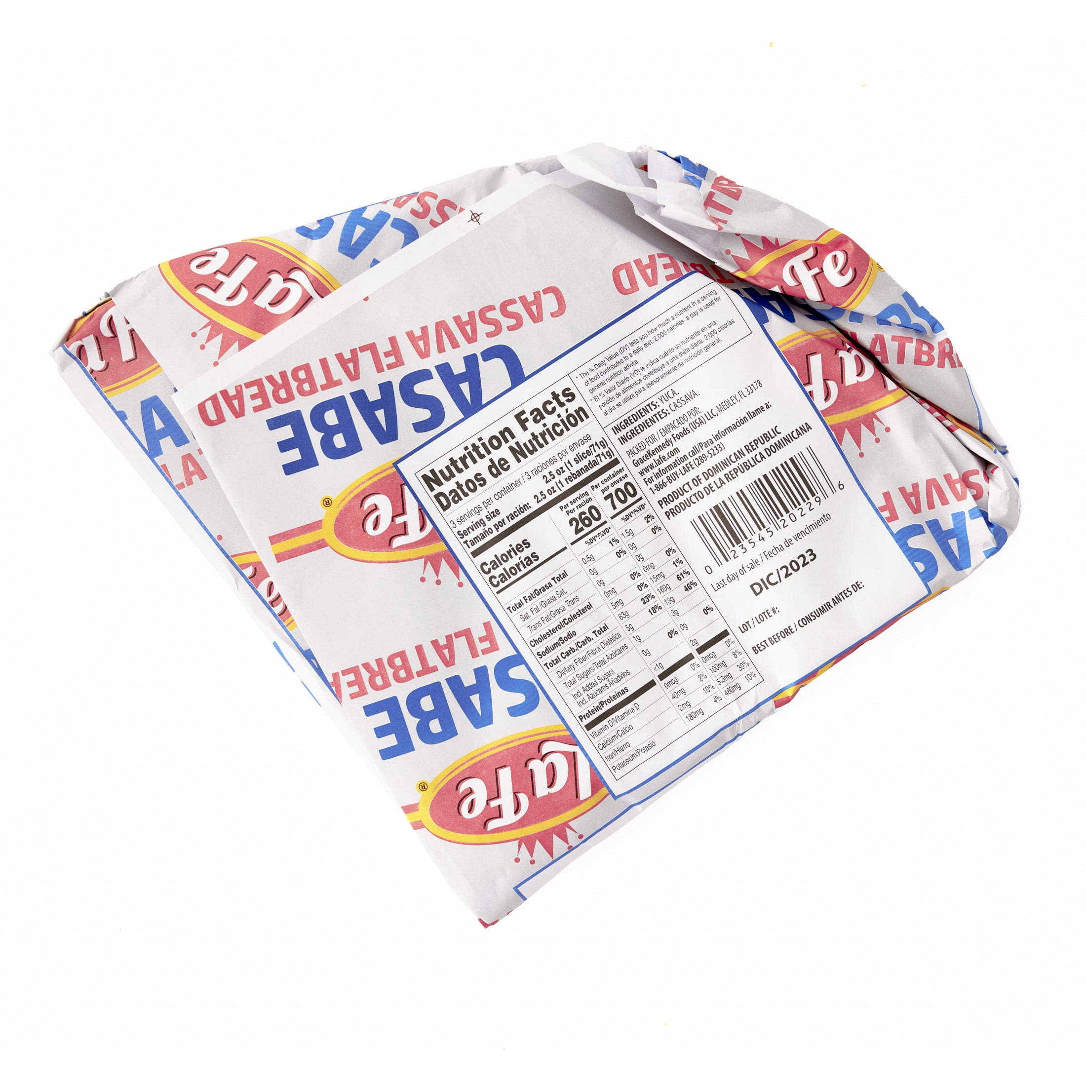 (5 pack) La Fe Casabe Dominican Cassava Bread, 7 oz, 14 Pack, Traditional Flatbread Snack Crackers
