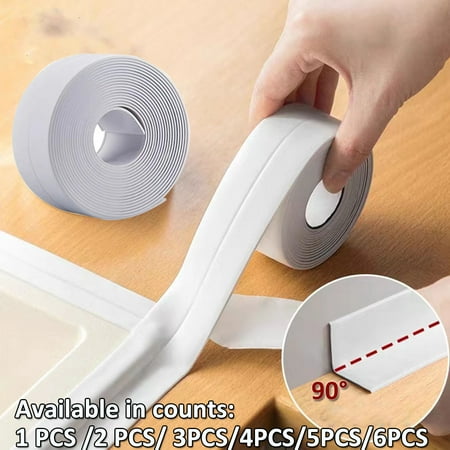 1.5 X 10.5 White Adhesive Strip Bathtub Adhesive Tape Self-adhesive Waterproof Sealing Tape for Kitchen Countertops Sinks Bathrooms Toilets and Bathtub Floor Wall Protectors