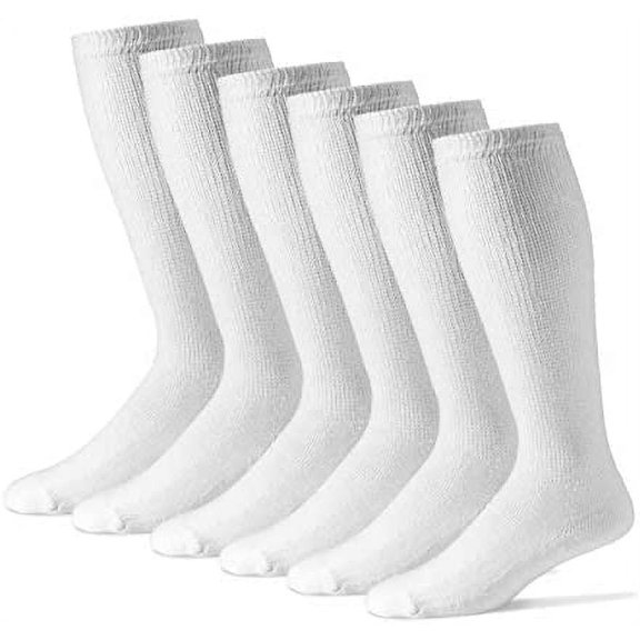 MDR Diabetic Knee High Over The Calf Socks for Men and Women with Full Sole 3 Pairs (10-13, White)